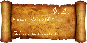 Vanya László névjegykártya